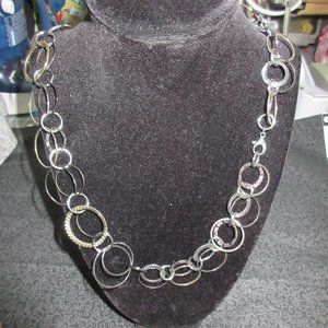 Necklace - Open metal link necklace - Measuring 30 inches long